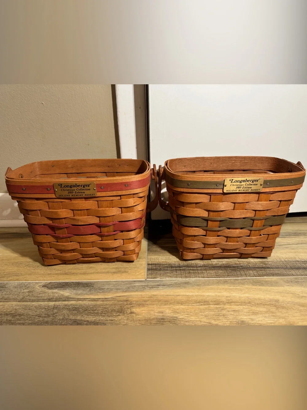 Vintage Longaberger 1989 Christmas Collection Holiday Memory Baskets: Set of 2